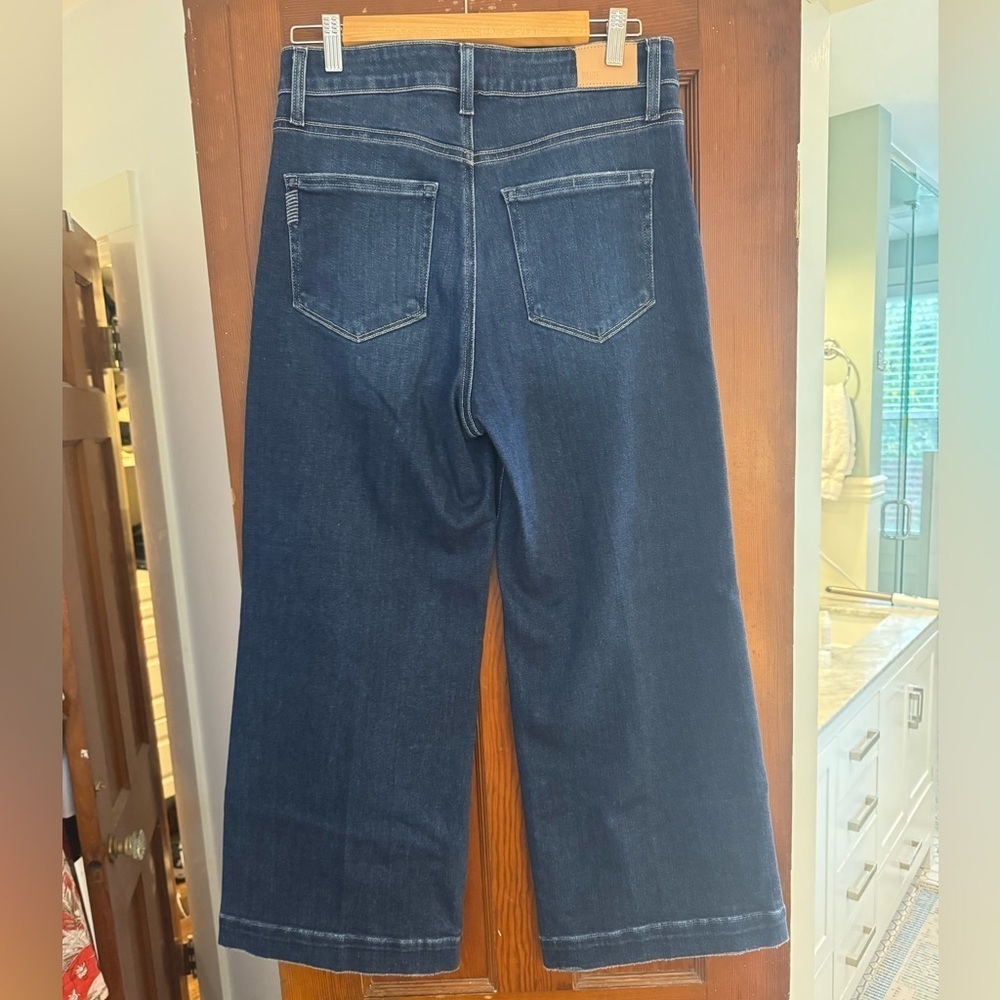 PAIGE - Blue Wide-Leg Cropped Jeans - 29